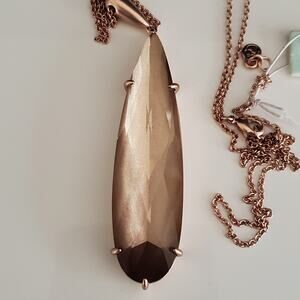 NEW Spartina 449 Mermaid Glass Dewdrop Long Necklace‎ Gilded Rose Gold Tone